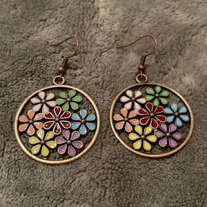 Cute Flower Enamel Earrings 